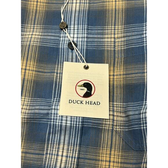 Duck Head Mens Vintage Blue Hemlock Plaid Slub Button Down Pocket Shirt Size M - Picture 3 of 9